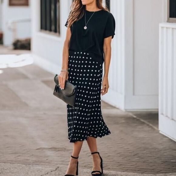 Maxi polka dot buttons side skirt Topshop - Picture 1 of 9